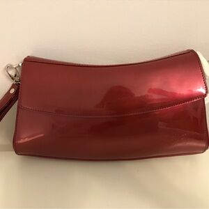 Metallic Red Clutch with Glossy Finish and Minimalist Design
